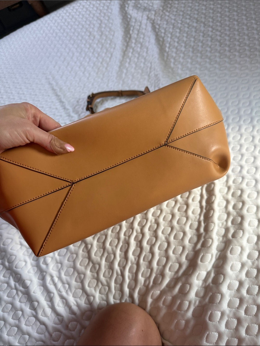Vince Camuto Perforated Drawstring Shoulder Bag - Mustard Tan - Picture 3 of 8